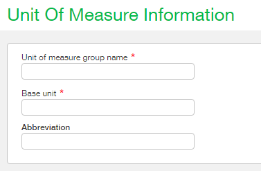 Inventory Units of Measure