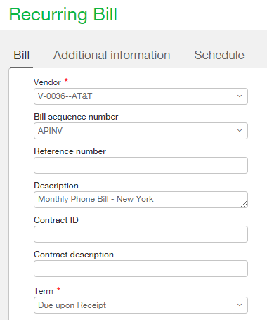 Recurring Bill Payments - Header