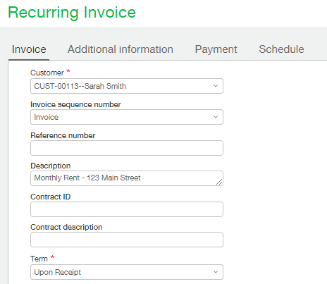 Simplified Recurring Billing - Recurring Invoice