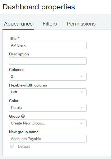 Sage Intacct Dashboards - Grouping